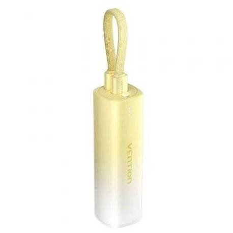 POWERBANK 5000MAH VENTION FHWY0/ 20W/ AMARILLA/ INCLUYE CABLE USB TIPO-C Y LIGHTNING