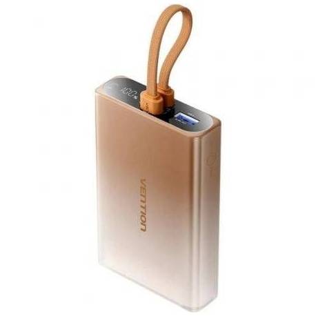 POWERBANK 10000MAH VENTION FHZJ0/ 22.5W/ ORO/ INCLUYE CABLE USB TIPO-C Y LIGHTNING