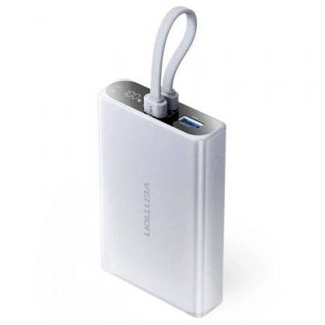 POWERBANK 10000MAH VENTION FHZM0/ 22.5W/ GRIS/ INCLUYE CABLE USB TIPO-C Y LIGHTNING