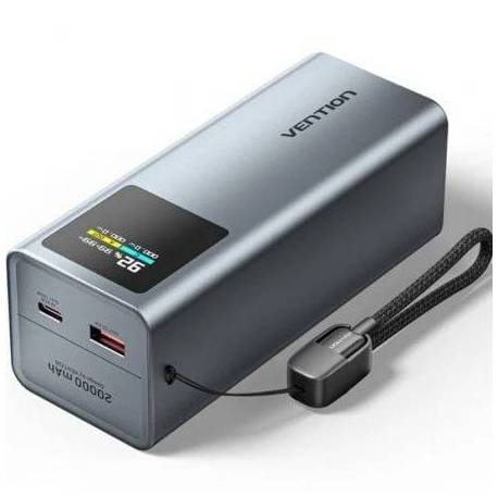POWERBANK 20000MAH VENTION FKCH0/ 100W/ GRIS/ INCLUYE CABLE USB TIPO-C