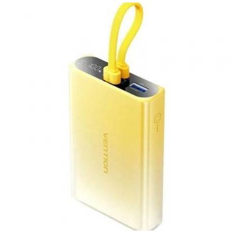 POWERBANK 10000MAH VENTION FHZY0/ 22.5W/ AMARILLO/ INCLUYE CABLE USB TIPO-C Y LIGHTNING