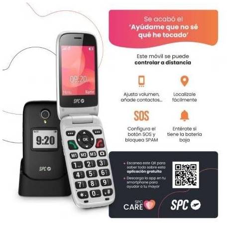 TELÉFONO MÓVIL SPC POLARIS PARA PERSONAS MAYORES/ 4G/ NEGRO