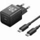 CARGADOR DE PARED GAN VENTION TZ-FEPB0-EU-01/ 1XUSB TIPO-C + CABLE USB TIPO-C/ 20W