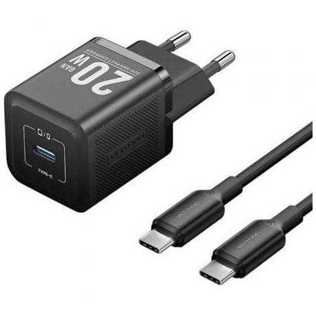 CARGADOR DE PARED GAN VENTION TZ-FEPB0-EU-01/ 1XUSB TIPO-C + CABLE USB TIPO-C/ 20W