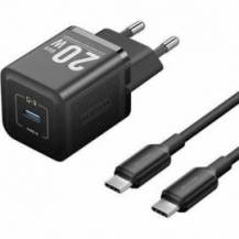 CARGADOR DE PARED GAN VENTION TZ-FEPB0-EU-01/ 1XUSB TIPO-C + CABLE USB TIPO-C/ 20W