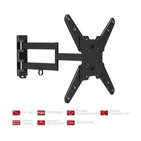SOPORTE DE PARED ORIENTABLE/ INCLINABLE FONESTAR STV-683N PARA TV DE 23-55'/ HASTA 35KG
