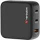 CARGADOR DE PARED UNIVERSAL GAN PARA VIAJE VERBATIM MINI GAN CHARGER CON PANTALLA/ 2XUSB TIPO-C/ 1XUSB/ 100W