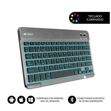 TECLADO COMPACTO INALÁMBRICO POR BLUETOOTH SUBBLIM SMART BACKLIT/ GRIS
