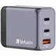 CARGADOR DE PARED UNIVERSAL GAN PARA VIAJE VERBATIM GNC-65/ 2XUSB TIPO-C/ 1XUSB/ 65W