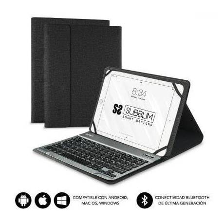 FUNDA CON TECLADO SUBBLIM KEYTAB PRO BLUETOOTH PARA TABLETS DE 10.1'-10.8'/ NEGRA