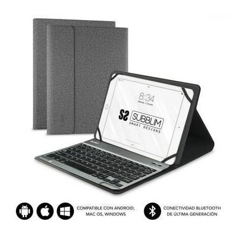 FUNDA CON TECLADO SUBBLIM KEYTAB PRO BLUETOOTH PARA TABLETS DE 9.6'-10.8'/ GRIS