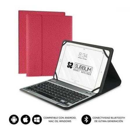 FUNDA CON TECLADO SUBBLIM KEYTAB PRO BLUETOOTH PARA TABLETS DE 9.6'-10.8'/ ROJA