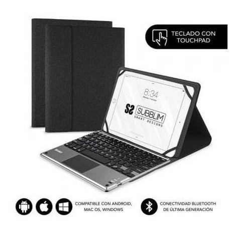FUNDA CON TECLADO SUBBLIM KEYTAB PRO BLUETOOTH TOUCHPAD PARA TABLETS DE 9.6'-10.8'/ NEGRA