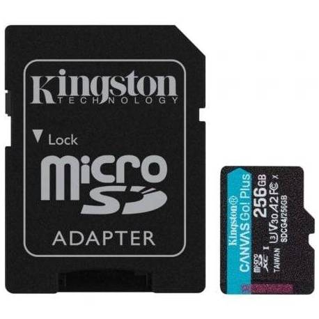 TARJETA DE MEMORIA KINGSTON CANVAS GO! PLUS 256GB MICROSD XC CON ADAPTADOR/ CLASE 10/ 200MBS