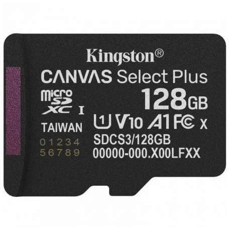 TARJETA DE MEMORIA KINGSTON CANVAS SELECT PLUS 128GB MICROSD XC/ CLASE 10/ 150MBS