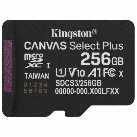 TARJETA DE MEMORIA KINGSTON CANVAS SELECT PLUS 256GB MICROSD XC/ CLASE 10/ 150MBS