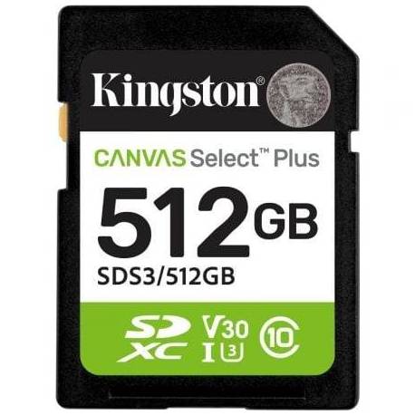 TARJETA DE MEMORIA KINGSTON CANVAS SELECT PLUS 512GB SD XC/ CLASE 10/ 150MBS