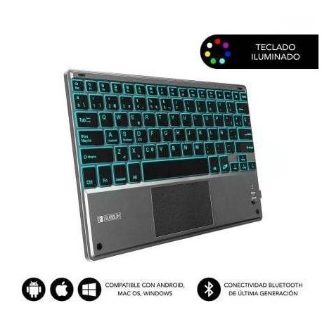 TECLADO COMPACTO INALÁMBRICO POR BLUETOOTH SUBBLIM TOUCHPAD SMART BLACKLIT/ GRIS