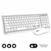 TECLADO Y RATÓN INALÁMBRICO SUBBLIM COMBO DUAL PRESTIGE EXTENDIDO/ BLANCO Y PLATA