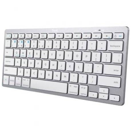 TECLADO COMPACTO INALÁMBRICO POR BLUETOOTH TRUST 24654/ PLATA