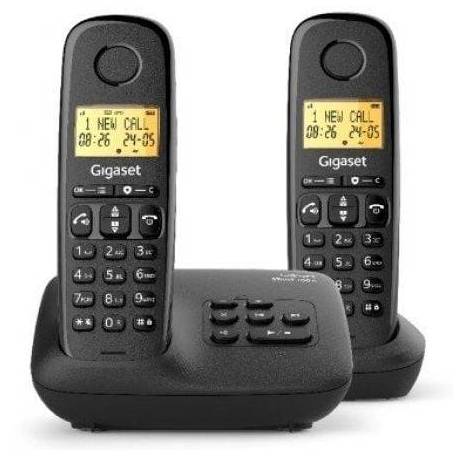 TELÉFONO INALÁMBRICO GIGASET BASIC 100/ PACK DUO/ NEGRO