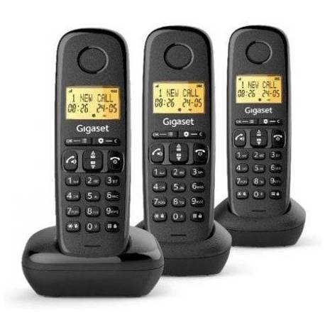 TELÉFONO INALÁMBRICO GIGASET BASIC 100/ PACK TRIO/ NEGRO