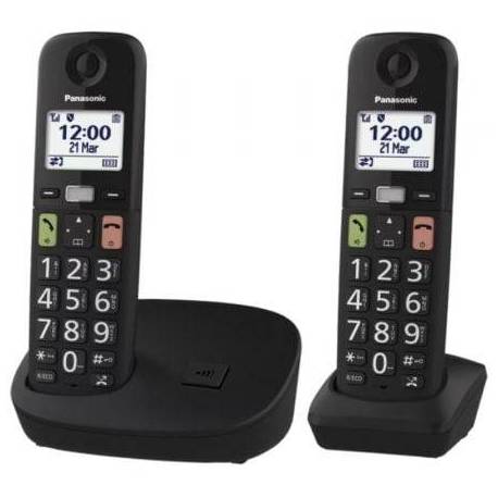 TELÉFONO INALÁMBRICO PANASONIC KX-TGU112EXB/ PACK DUO/ NEGRO