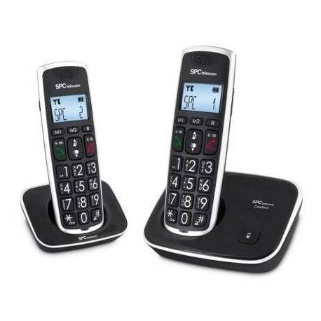 TELÉFONO INALÁMBRICO SPC COMFORT KAISER 7609N/ PACK DUO/ NEGRO