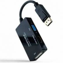 CABLE DISPLAYPORT NANOCABLE 10.16.3301-ALL/ HDMI HEMBRA - DVI-D HEMBRA - VGA HEMBRA/ 20CM/ NEGRO