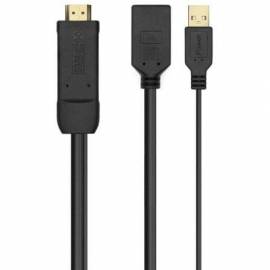 CABLE CONVERSOR 4K AISENS A122-0642/ HDMI MACHO - DISPLAYPORT HEMBRA - USB MACHO/ HASTA 10W/ 2250MBPS/ 10CM + 10CM/ NEGRO
