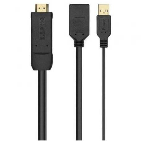 CABLE CONVERSOR 4K AISENS A122-0642/ HDMI MACHO - DISPLAYPORT HEMBRA - USB MACHO/ HASTA 10W/ 2250MBPS/ 10CM + 10CM/ NEGRO