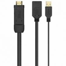 CABLE CONVERSOR 4K AISENS A122-0642/ HDMI MACHO - DISPLAYPORT HEMBRA - USB MACHO/ HASTA 10W/ 2250MBPS/ 10CM + 10CM/ NEGRO
