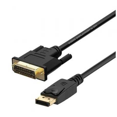 CABLE CONVERSOR AISENS A125-0366/ DISPLAYPORT MACHO - DVI MACHO/ HASTA 5W/ 2300MBPS/ 2M/ NEGRO