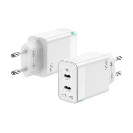 CARGADOR DE PARED GAN AISENS ASCH-45W2P005-W/ 2XUSB TIPO-C/ 45W