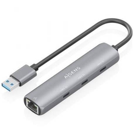 HUB USB AISENS ASUC-4P037-GR/ 3XUSB TIPO-C/ 1XRJ45/ GRIS