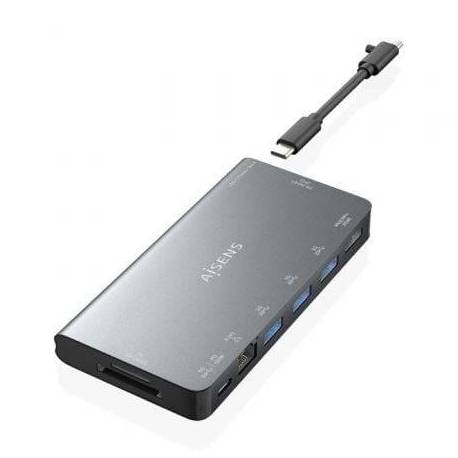 DOCKING USB TIPO-C AISENS ASUC-8P015-GR/ 1XHDMI 4K/ 3XUSB/ 1XRJ45/ 1XLECTOR TARJETAS / 1XUSB TIPO-C/ GRIS