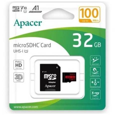 TARJETA DE MEMORIA APACER 32GB MICROSD HC UHS 1 CON ADAPTADOR/ CLASE 10/ 100MBS