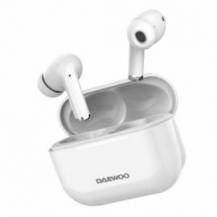 AURICULARES BLUETOOTH DAEWOO DW2002 CON ESTUCHE DE CARGA/ AUTONOMÍA 6H/ BLANCOS