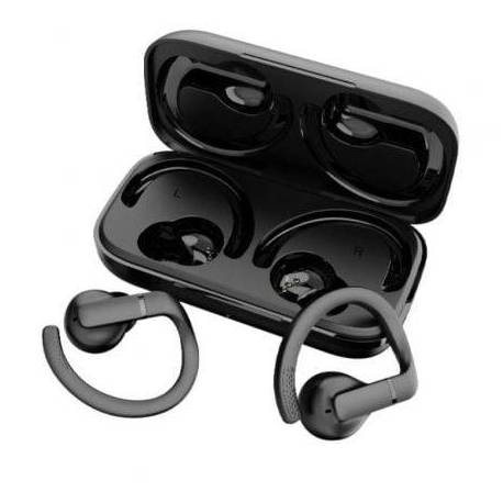 AURICULARES DEPORTIVOS BLUETOOTH DAEWOO DW2003 CON ESTUCHE DE CARGA/ AUTONOMÍA 8H/ NEGROS