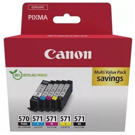 CARTUCHO DE TINTA ORIGINAL CANON PGI-570 + CLI-571 MULTIPACK/ CIAN/ MAGENTA/ AMARILLO/ NEGRO