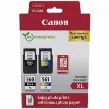 CARTUCHO DE TINTA ORIGINAL CANON PG-560XL + CL-561XL MULTIPACK ALTA CAPACIDAD/ NEGRO/ TRICOLOR + PAPEL FOTOGRÁFICO