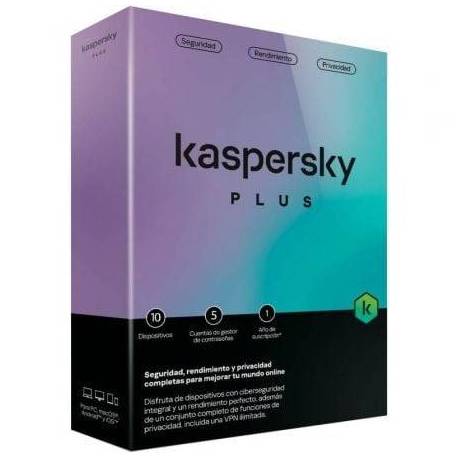 ANTIVIRUS KASPERSKY PLUS/ 10 DISPOSITIVOS/ 1 AÑO