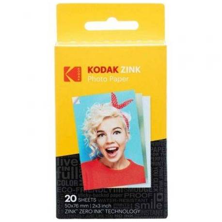 PAPEL FOTOGRÁFICO PARA CÁMARA PRINTOMATIC Y STEP TOUCH KODAK ZINK/ 2'X3'/ 20G/ 20 HOJAS