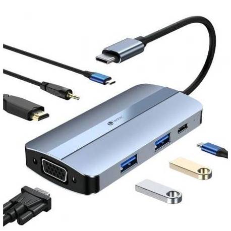DOCKING USB TIPO-C LEOTEC LEDS04/ 2XUSB/ 1XUSB TIPO-C/ 1XUSB TIPO-C PD/ 1XHDMI 4K/ 1XVGA/ 1XAUDIO/ AZUL
