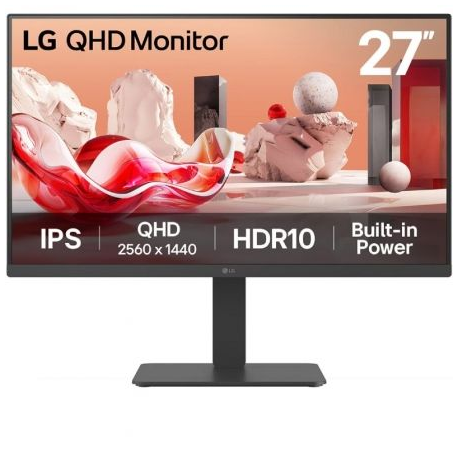 MONITOR PROFESIONAL LG 27BA45QB-B 27'/ QHD/ MULTIMEDIA/ REGULABLE EN ALTURA/ NEGRO