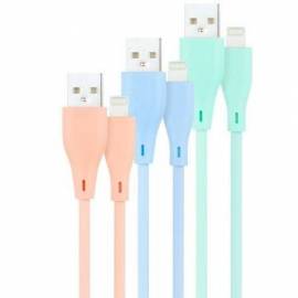CABLES USB 2.0 LIGHTNING NANOCABLE 10.10.0401-A1/ USB MACHO - LIGHTNING MACHO/ 1M/ 3 UNIDADES/ ROSA, AZUL Y VERDE