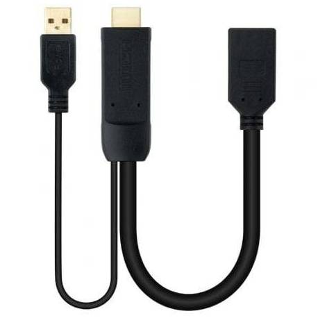 CABLE CONVERSOR NANOCABLE 10.16.0205/ HDMI MACHO - DISPLAYPORT HEMBRA/ 20CM/ NEGRO