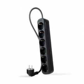 REGLETA NANOCABLE 10.37.0006-NS-BK/ 6 TOMAS DE CORRIENTE/ CABLE 1.4M/ NEGRA