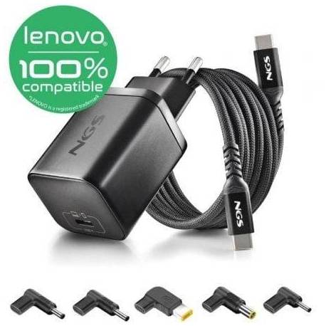 CARGADOR DE PORTÁTIL GAN NGS BUD65W-L PARA LENOVO/ 1XUSB TIPO-C/ 65W/ AUTOMÁTICO/ 5 CONECTORES/ VOLTAJE 5-20V