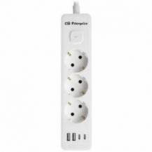 REGLETA CON INTERRUPTOR ORBEGOZO EN 3100/ 3 TOMAS DE CORRIENTE/ 2 USB/ 2 USB TIPO-C/ CABLE 1.4M/ BLANCA